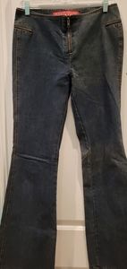 VINTAGE Y2K GUESS LOW RISE DARK WASH ZIPPER FLARE JEANS